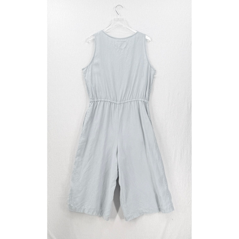 not PERFECT LINEN Palma Jumpsuit Women XL Blue Button Front Sleeveless Wide Leg - Picture 3 of 14